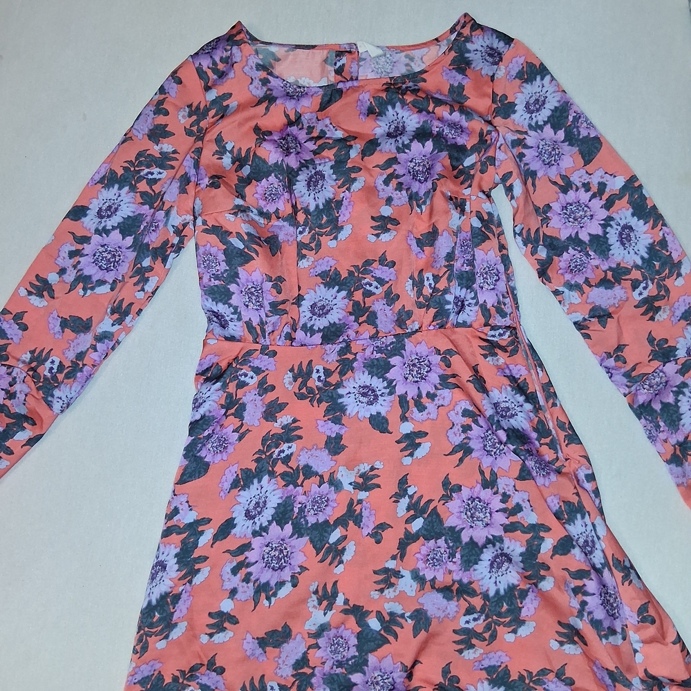 Free People Coral and Lavender Floral Dress Size 0